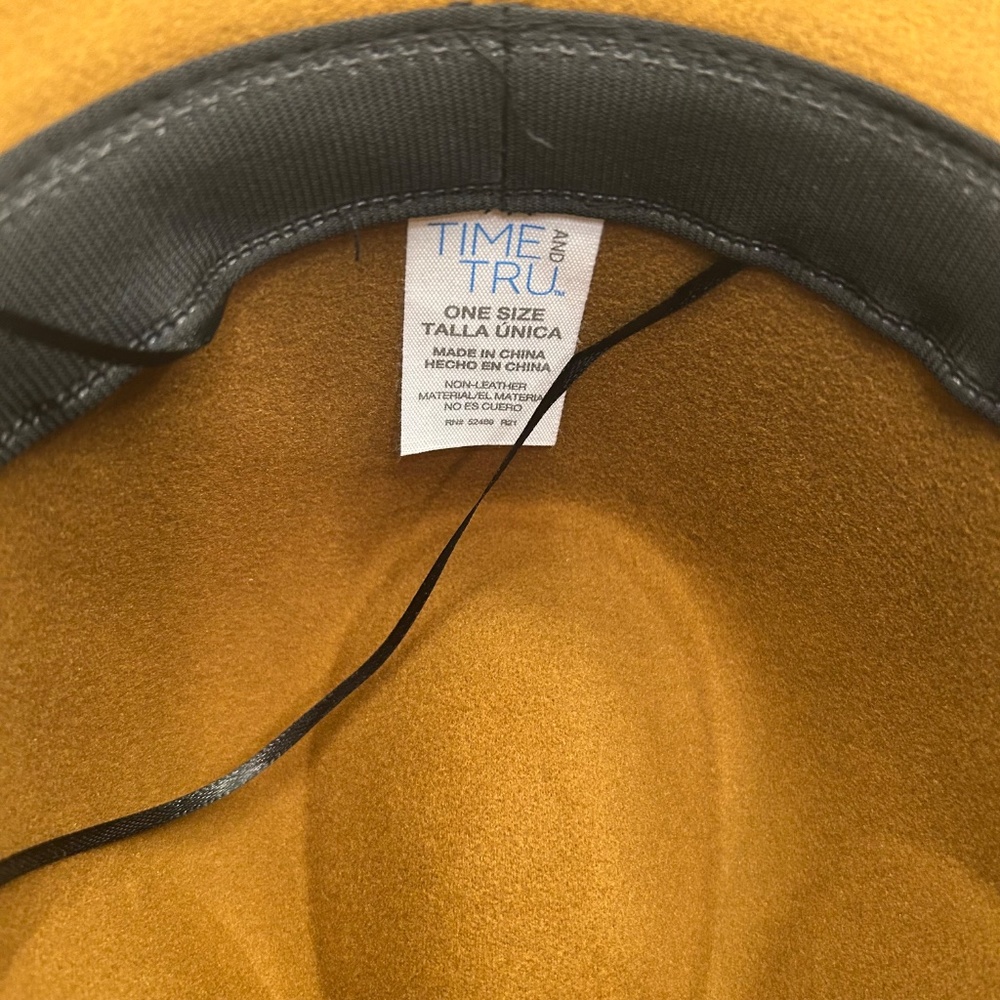 Women's Time and Tru Hat One Size Adjustable Fedora Soft Felt Wide Brim - Picture 7 of 7